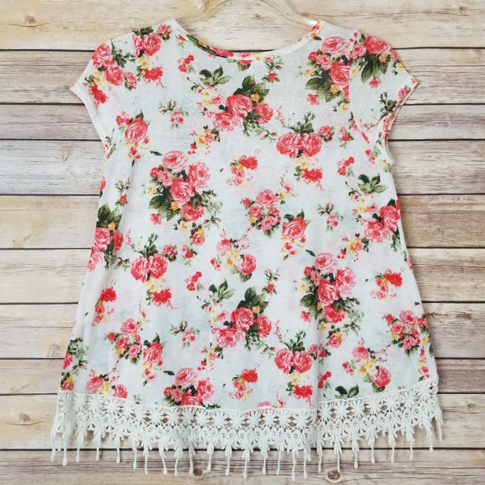 Blu Planet Floral Print with Lace Hem Small - Picture 6 of 7